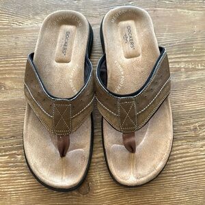 Dockers memory brown leather sandals / Flip Flop Size 11 - fusion footbed